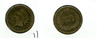 1864 Copper Nickel Indian Head Penny Good 1132m