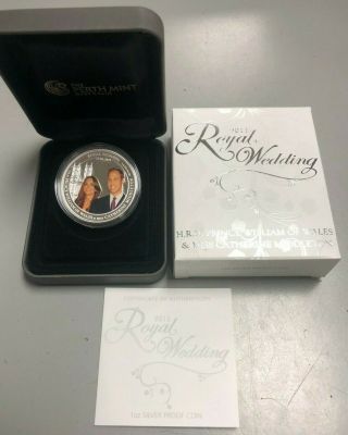 2011 Australia Royal Wedding Colorized $1 Silver Proof Coin W/ Box &