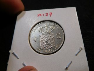 M137 Netherlands East Indies 1857 1/4 Gulden Unc