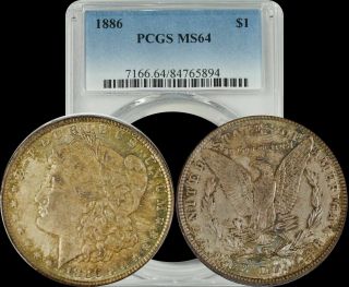 1886 Morgan Silver Dollar Pcgs Ms64 Bronze Color Toned Coin