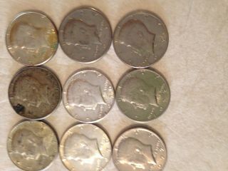 9 Half Dollars Silver Clad 1967 - 1969 - 3:1970 - 1971 - 1972 - 2:1972