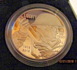 U.  S.  A World War I Centennial Proof1oz 90 Silver Dollar - Encapsulated
