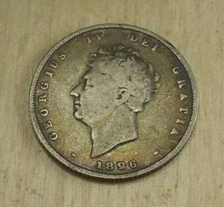 1826 King George Iv Sterling Silver Shilling British Coin Bcs/26