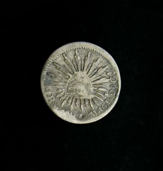 1827 Mo Jm Mexico 1/2 Real Km 370.  9 Silver Coin