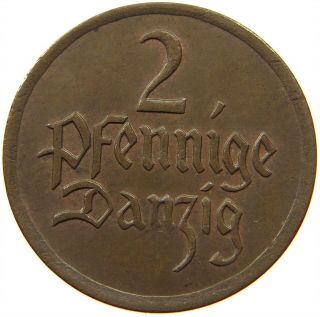 Germany 2 Pfennig 1923 Danzig Qr 665