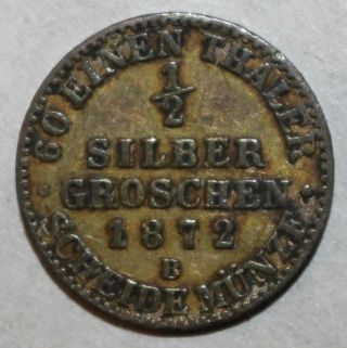 Prussian 1/2 Silber Groschen Coin 1872 B Km484 Wilhelm Germany Silver One Half
