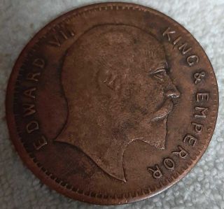 1818 Edward Vii King & Emperor East India Company Uk One Anna Big Palm Size Coin