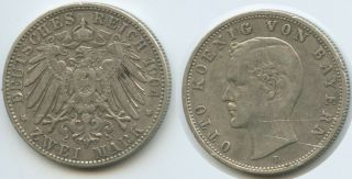 G10593 - German States Bavaria 2 Mark 1904 D Km 913 Silver Otto 1886 - 1913 Bayern