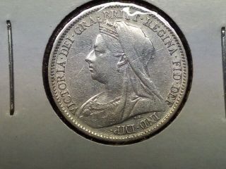 1899 Great Britain Six Pence Silver Coin