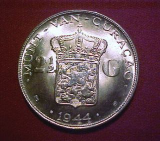 Curacao 1944 2 1/2 Guldens Bu (one Year Type)