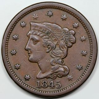 1845 Braided Hair Large Cent,  Xf
