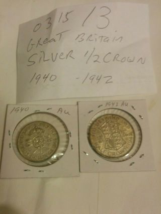 Lgreat Britain Silver Coins 1/2 Crowns 1940 1942 031513 U.  S.  A.  Ww2