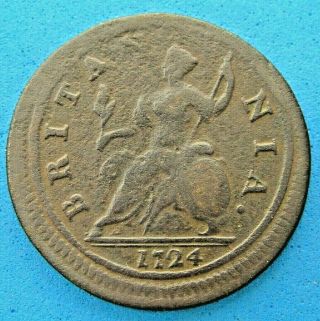 1724 Great Britain Colonial 1/2 Penny Coin,  King George I,  7.  3 Grams,  28 Mm