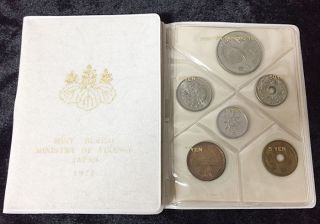 Japan Set 6 Coins 1 - 100 Yen 1972,  100 Yen 1972 Sapporo Comm.  Unc W/booklet
