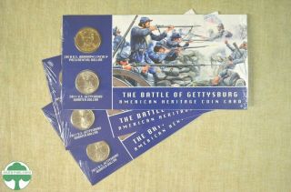 2010 - 2011 The Battle Of Gettysburg - 3 American Heritage Coin Card Set - 6 Coins