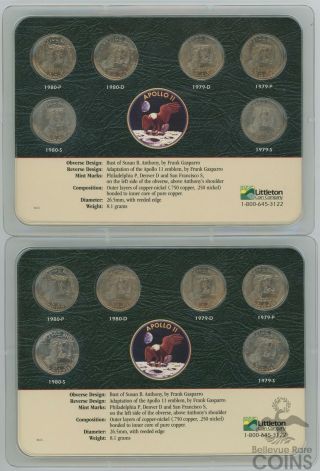 Set of 2: Susan B.  Anthony Dollars 1979 PDS - 1980 PDS 6 - Coin Set in Plastic 2