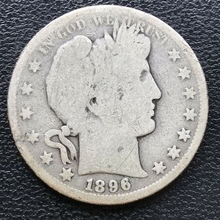 1896 S Barber Half Dollar 50c Rare Better Date San Francisco Circulated 16788