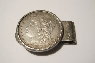 1879 Morgan Dollar Set In Sterling Silver Money Clip