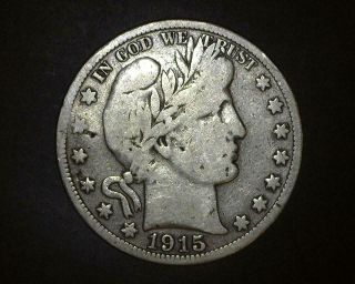1915 - S Barber Half - Dollar Silver Very Good - To - Fine W/ A Few Digs 394329 - Lb - I
