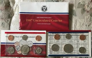 1987 P D U.  S.  Uncirculated Set Of Coins; Kennedy Half Dollar,  Quarter,  Dime
