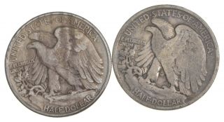 (2) 1936 & 1946 Walking Liberty Half Dollars 90 Silver $1.  00 Face 814 2