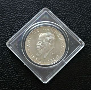 1959 Año De Carranza Mexico Cinco Pesos Silver Coin 18.  055g Ley.  720 " Cond.