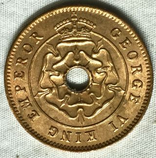 Southern Rhodesia King George Vi Brass Half Penny 1943 Choice Gem Bu