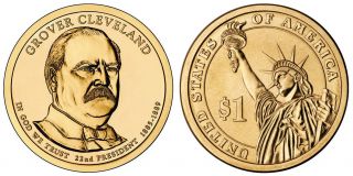 2012 D Grover Cleveland 1st Term Presidential One Dollar Coin U.  S.  Roll