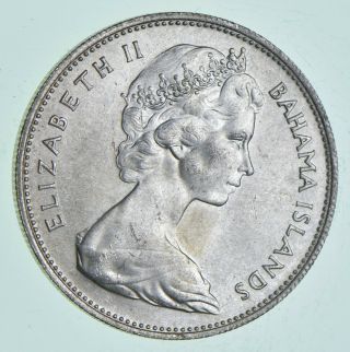Silver - World Coin - 1966 Bahama Islands 1 Dollar World Silver Coin 17.  9g 132