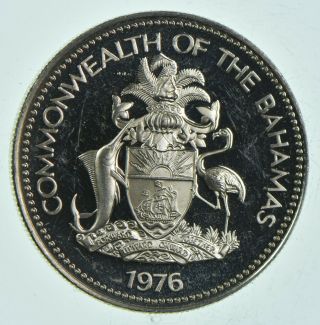 Silver - World Coin - 1976 The Bahamas 1 Dollar - World Silver Coin 17.  9g 096