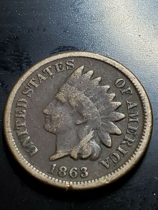 Early Civil War Era 1863 Indian Cent.  Thick Cent