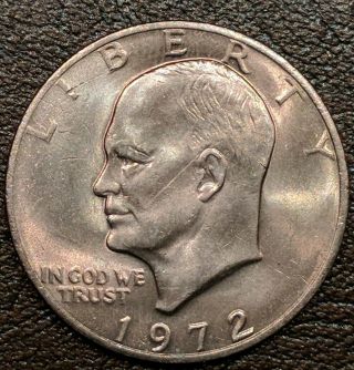 1972 - P Eisenhower Dollar,  Type - 2,  " Scarce ".  Chbu.