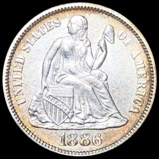 1886 Seated Dime Looks Uncirculated Liberty Silver Philadelphia Ms Bu High End