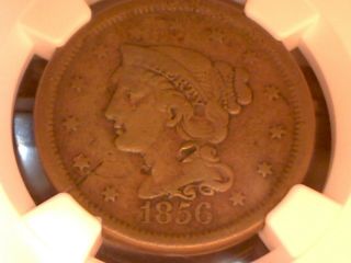 1856 Slanted 5 Large Cent Vf Details - Graded By Ngc