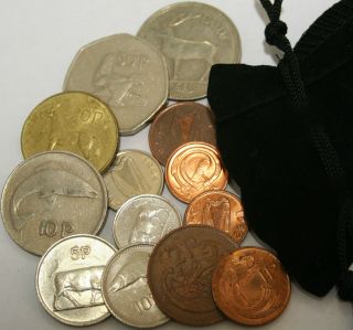 Ireland - Bag 13 X 1970s To 1990s Irish Decimal Coins Half Penny - Pound Irland