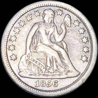 1856 Seated Liberty Dime Nearly Uncirculated High End Silver Collectible No Res