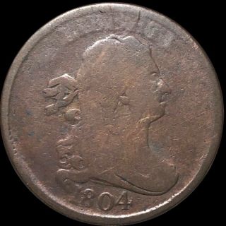 1804 Draped Bust Half Cent Nicely Circulated Philadelphia Copper Coin High End