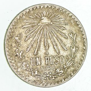 Silver - World Coin - 1924 Mexico 1 Peso - World Silver Coin - 16.  8 Grams 163