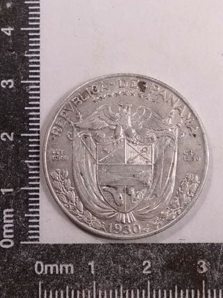 1930 1/2 Balboa Silver Coin Panama Low Mintage: 300,  000 High Relief Km - 12.  1