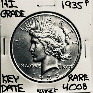 1935 P Peace Silver Dollar Hi Grade U.  S.  Rare Key Coin 4008