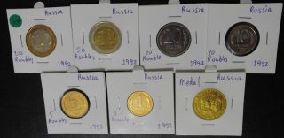 Russia 6 Coins,  Medal Unc Full Set 1992 1 - 100 Rouble Ruble 1 5 10 20 50 100