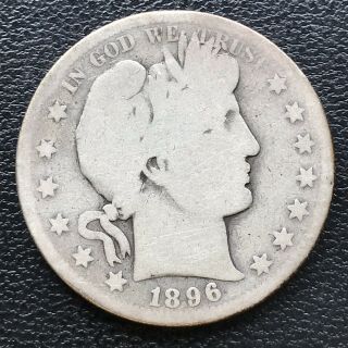 1896 S Barber Half Dollar 50c Rare Better Date San Francisco Circulated 16790