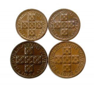 Portugal 1952 & 1954 10 Centavo,  1944 & 1962 20 Centavo Coins 145587