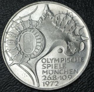 1972 F Germany - 10 Deutsche Mark -.  625 Silver - Olympic Games In Munich -