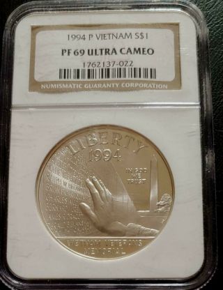 1994 - P Vietnam Commemorative Silver Dollar - Ngc - Proof 69 Ultra Cameo