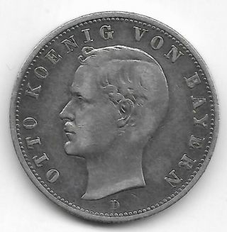 Germany Bavaria 1907 D 2 mark silver coin 2