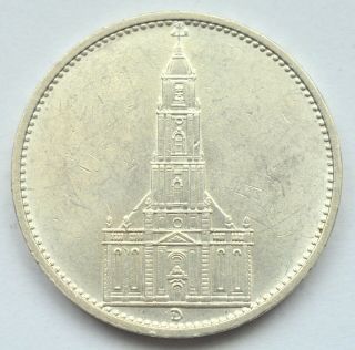 Germany Third Reich 5 Reichsmark 1935 D Tower Uncirculated Silver Coin