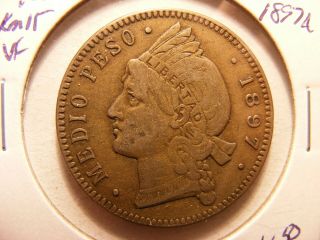 Dominican Republic 1897 - A Silver 1/2 Peso,  Vf,  Km 15