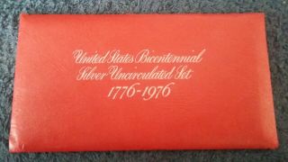 1776 - 1976 S U.  S.  Bicentennial Silver Uncirculated 3 Coin Set,  Envelope