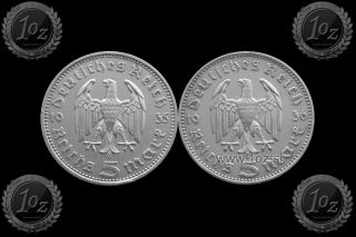 Germany (iii.  Reich) 2 X 5 Reichsmark: 1935 A,  1936 A / Silver Coins Xf